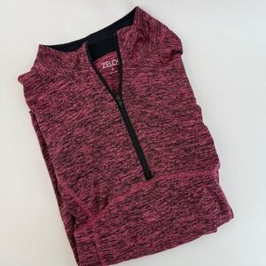 ZELOS Womens Pink Black Heathered 14 Zip Athletic Pullover Top Size M